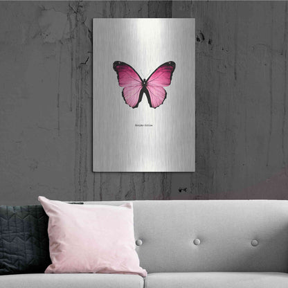 Luxe Metal Art 'Pink Butterfly' by GraphINC, Metal Wall Art,24x36