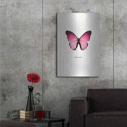 Luxe Metal Art 'Pink Butterfly' by GraphINC, Metal Wall Art,24x36