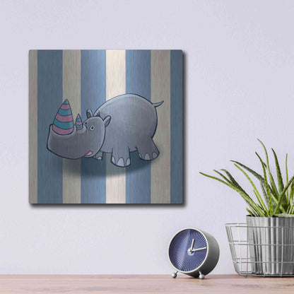 Luxe Metal Art 'Rhino' by GraphINC, Metal Wall Art,12x12