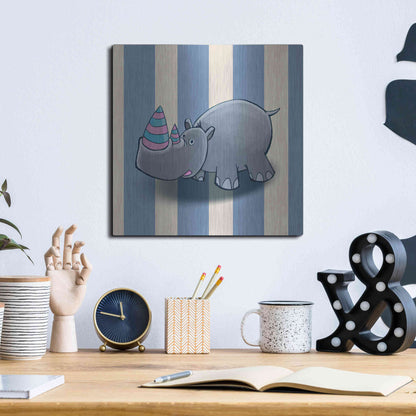 Luxe Metal Art 'Rhino' by GraphINC, Metal Wall Art,12x12