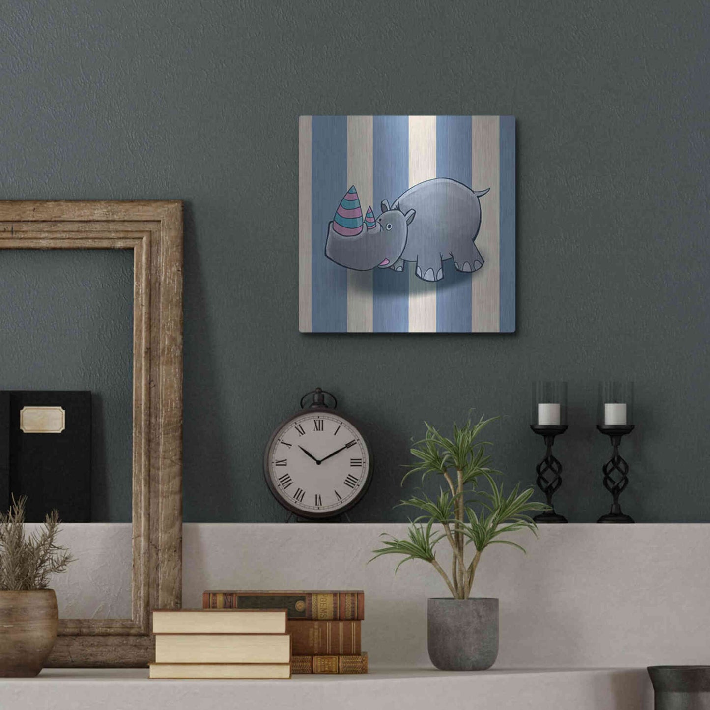 Luxe Metal Art 'Rhino' by GraphINC, Metal Wall Art,12x12