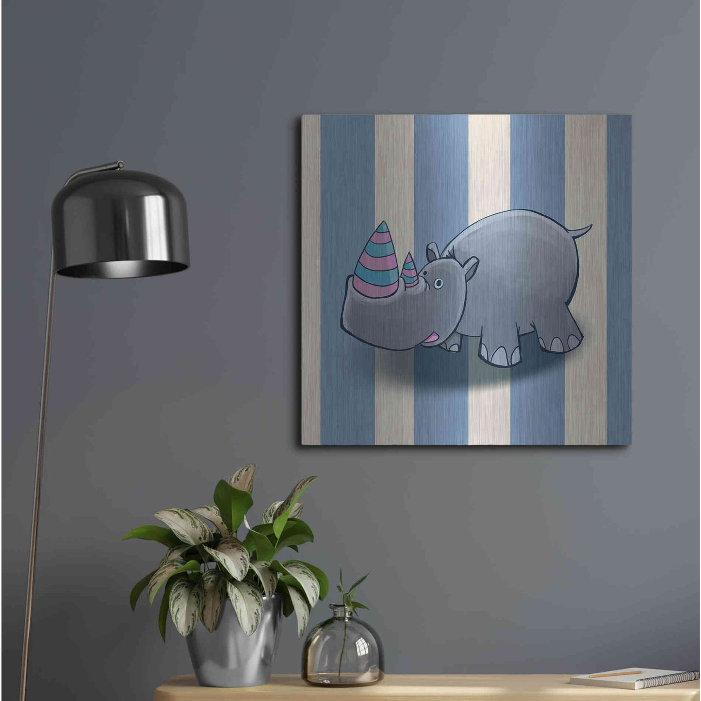 Luxe Metal Art 'Rhino' by GraphINC, Metal Wall Art,24x24