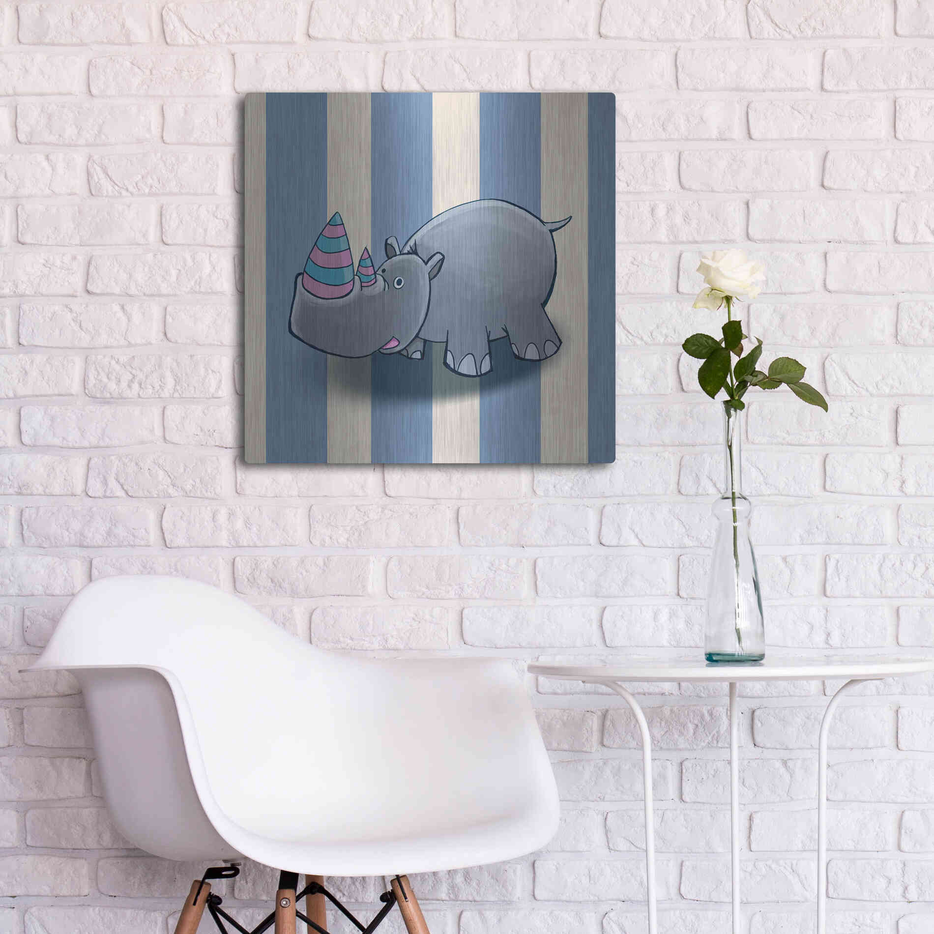 Luxe Metal Art 'Rhino' by GraphINC, Metal Wall Art,24x24