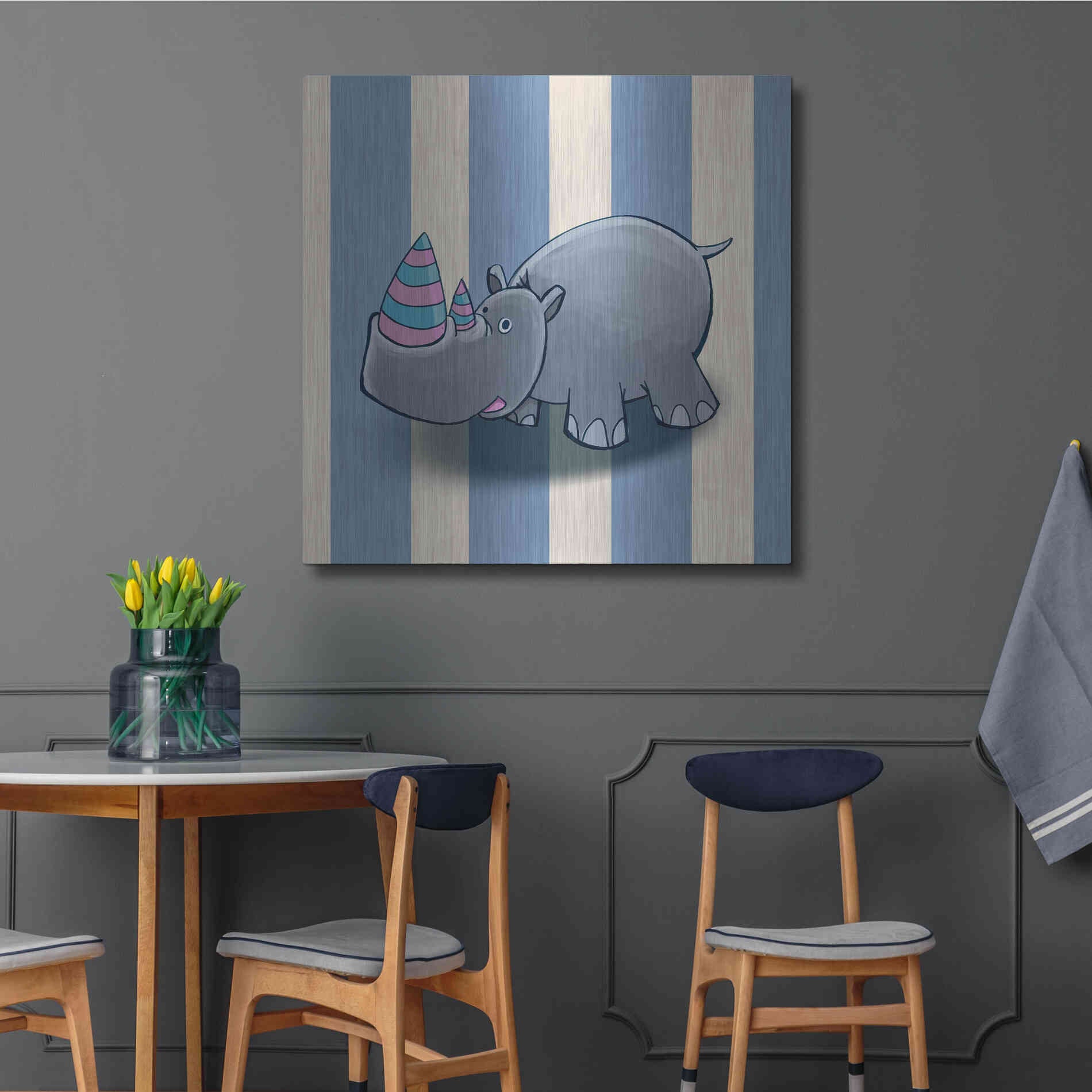 Luxe Metal Art 'Rhino' by GraphINC, Metal Wall Art,36x36