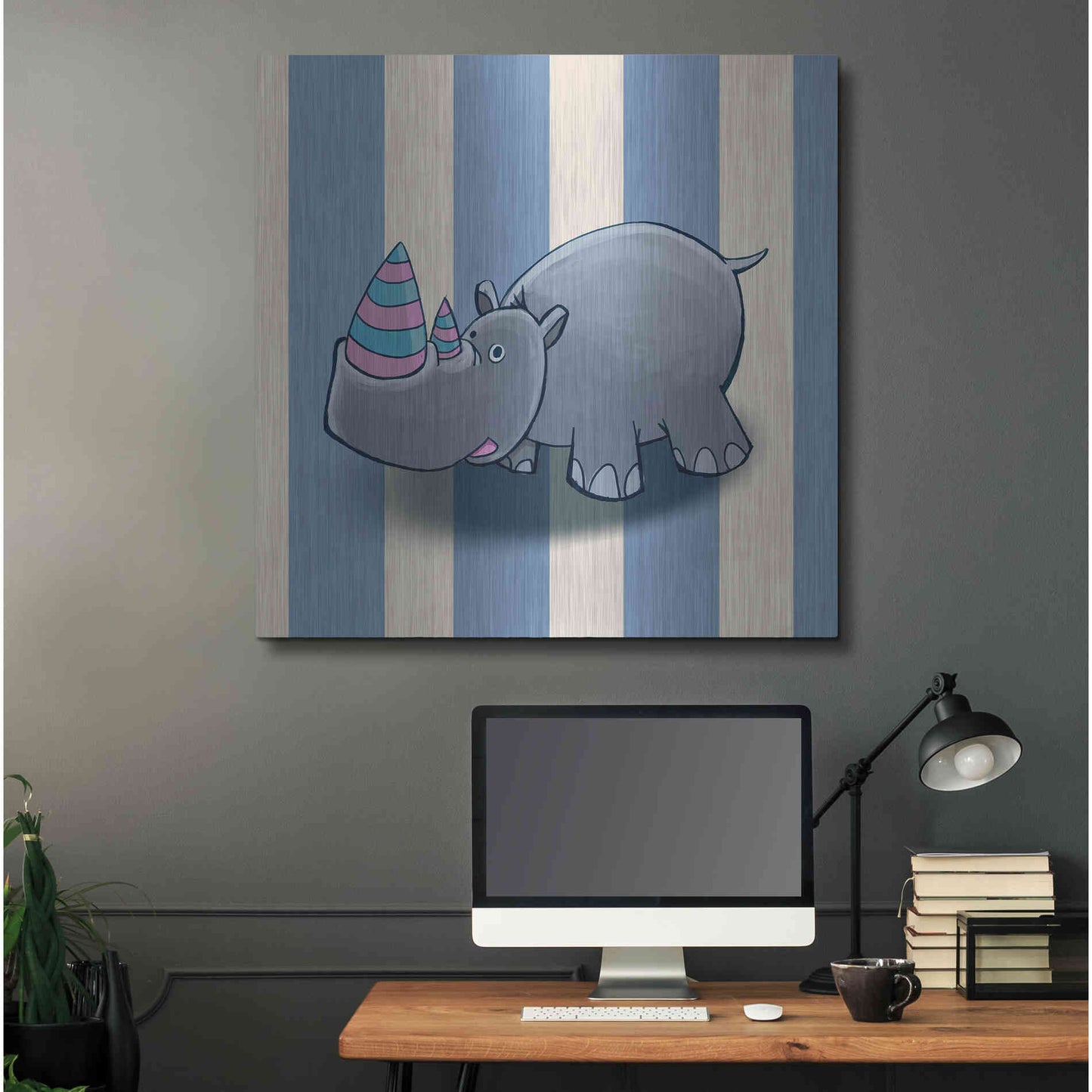 Luxe Metal Art 'Rhino' by GraphINC, Metal Wall Art,36x36