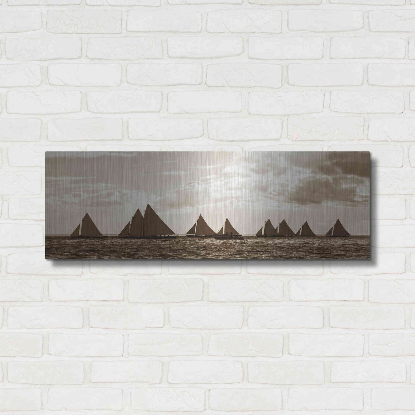 Luxe Metal Art 'Sailboats' by GraphINC, Metal Wall Art,36x12