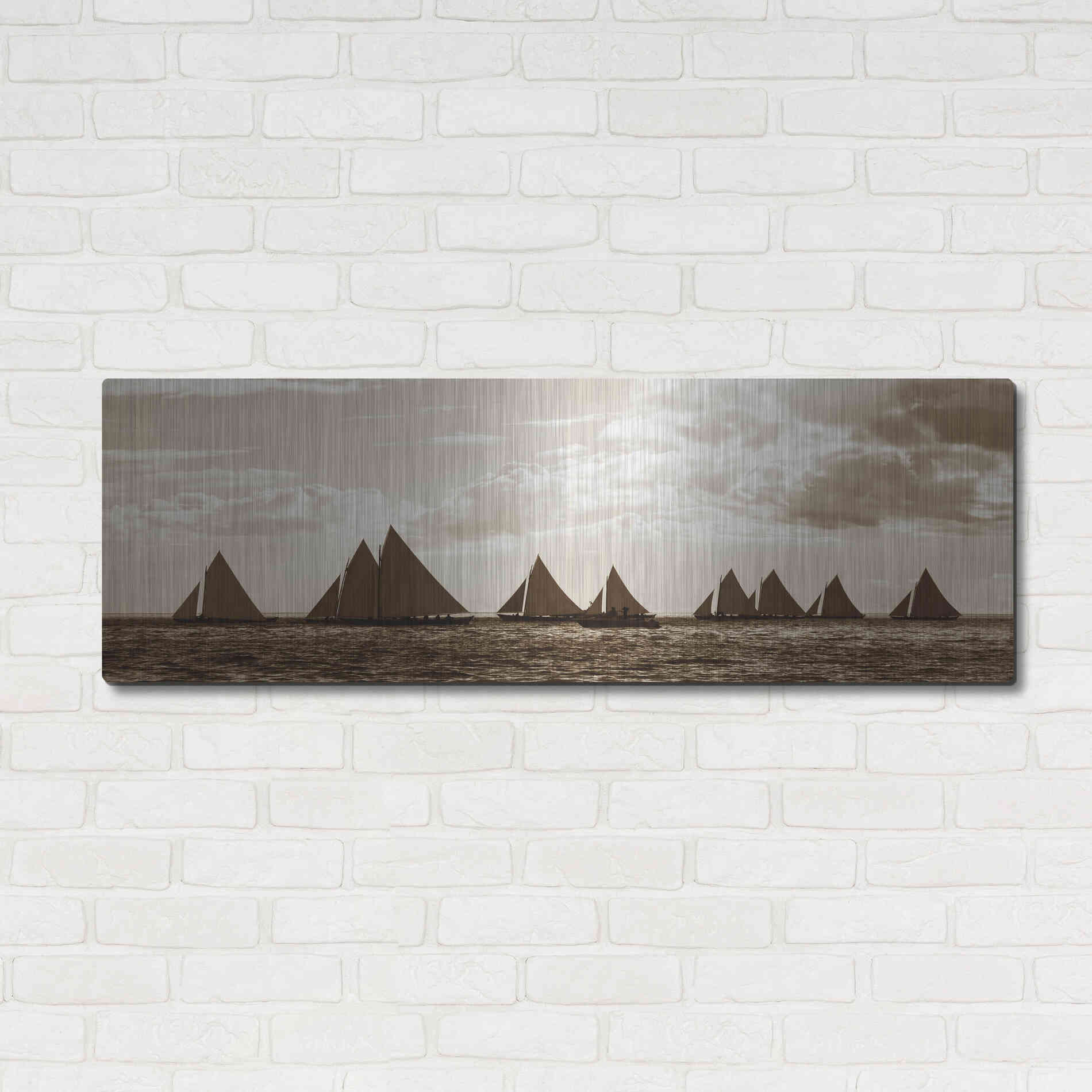 Luxe Metal Art 'Sailboats' by GraphINC, Metal Wall Art,48x16