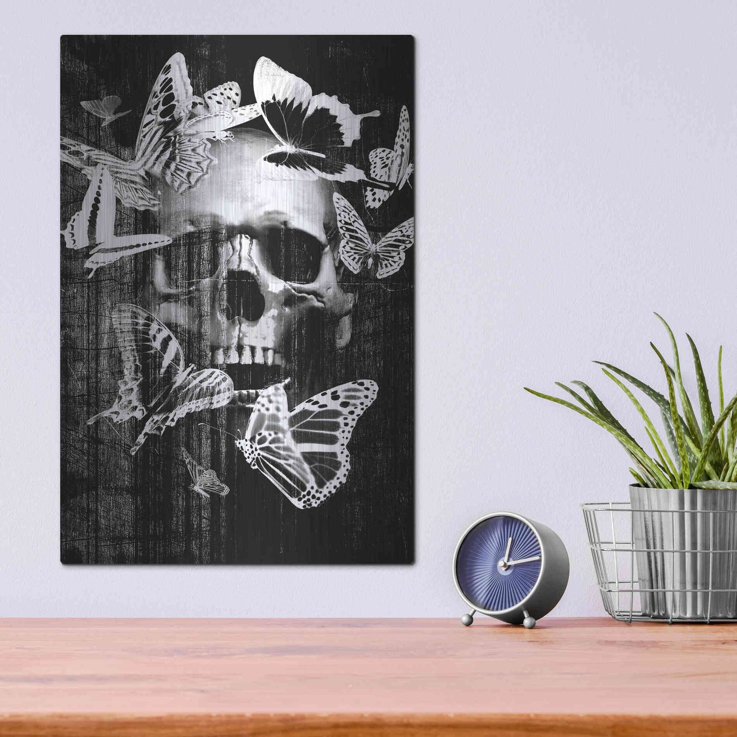 Luxe Metal Art 'Skull Butterfly Crown' by GraphINC, Metal Wall Art,12x16