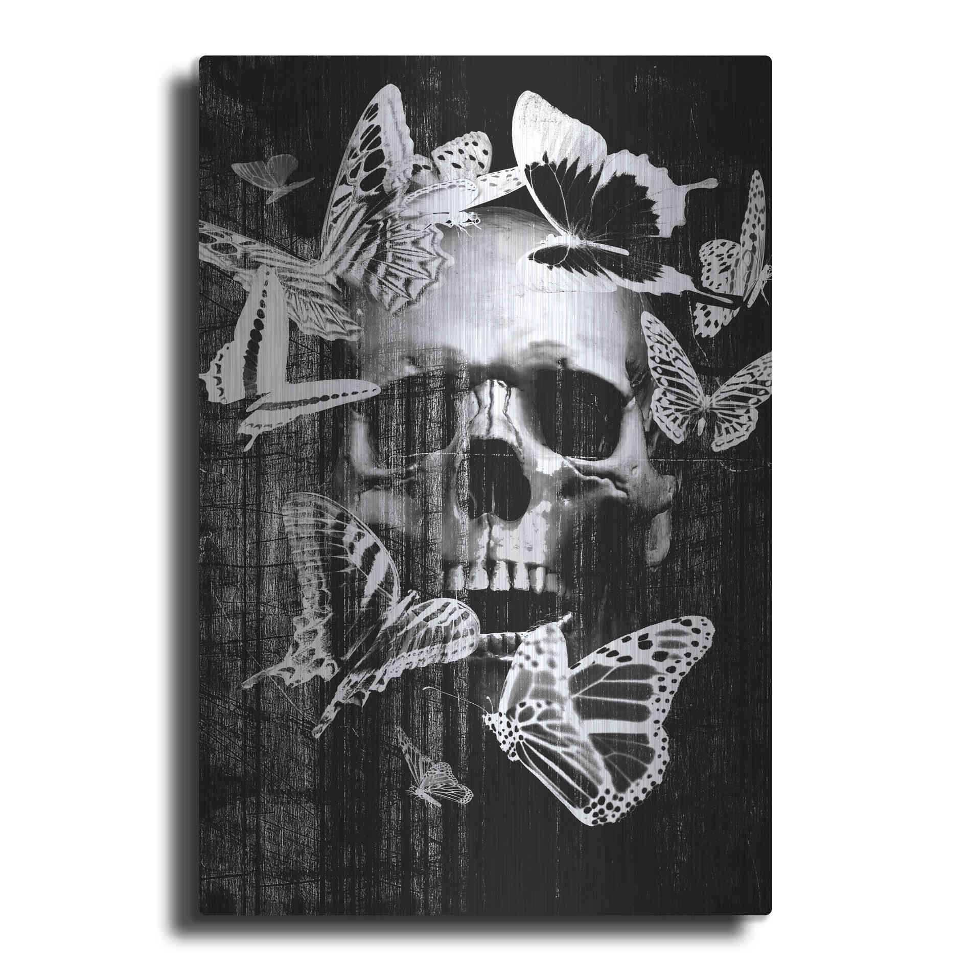 Luxe Metal Art 'Skull Butterfly Crown' by GraphINC, Metal Wall Art