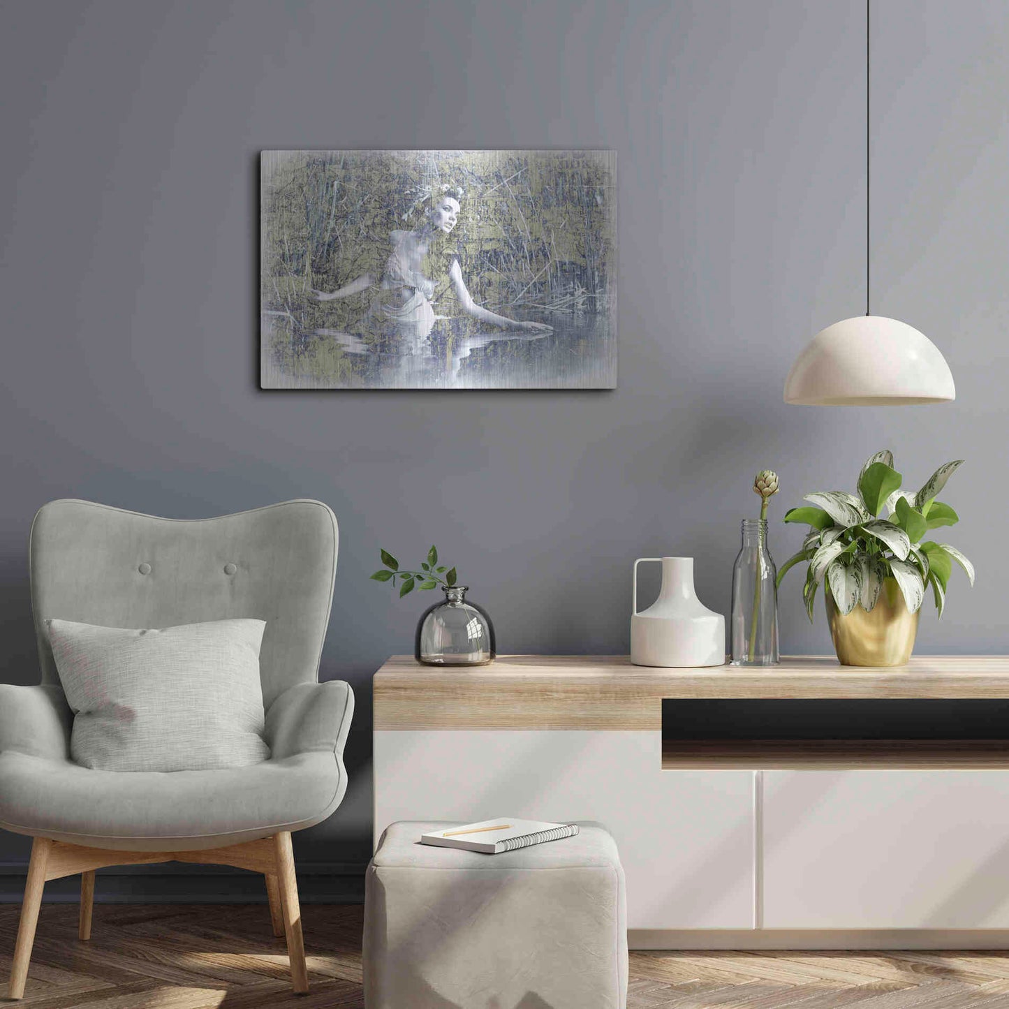 Luxe Metal Art 'Swan Lake' by GraphINC, Metal Wall Art,24x16