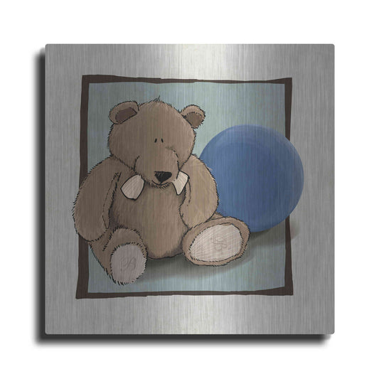 Luxe Metal Art 'Teddy Bear and Ball' by GraphINC, Metal Wall Art