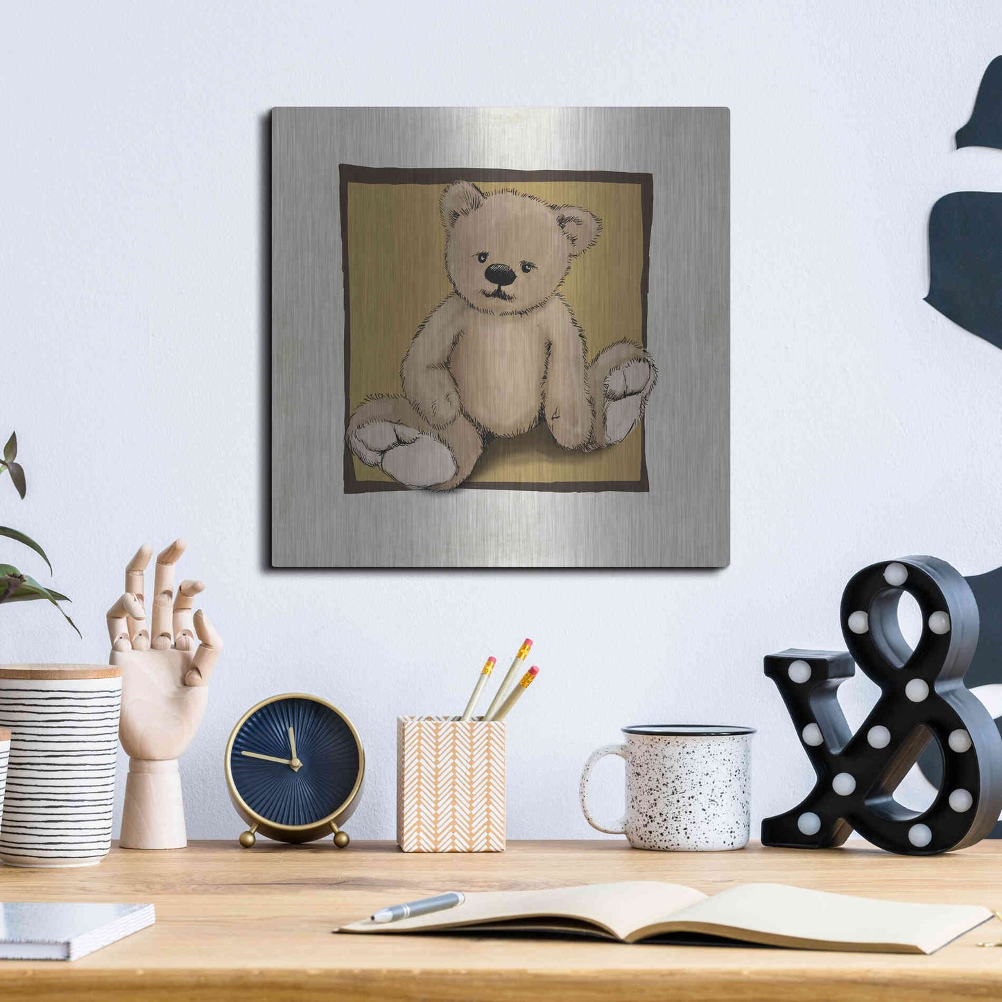 Luxe Metal Art 'Teddy Bear' by GraphINC, Metal Wall Art,12x12