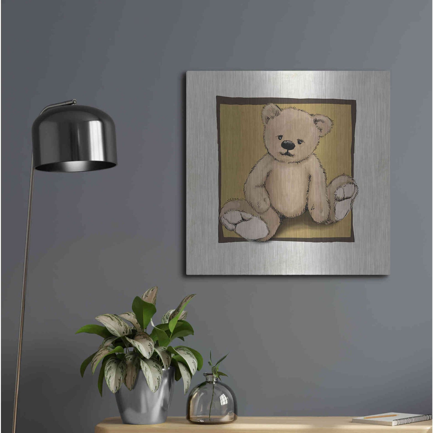 Luxe Metal Art 'Teddy Bear' by GraphINC, Metal Wall Art,24x24