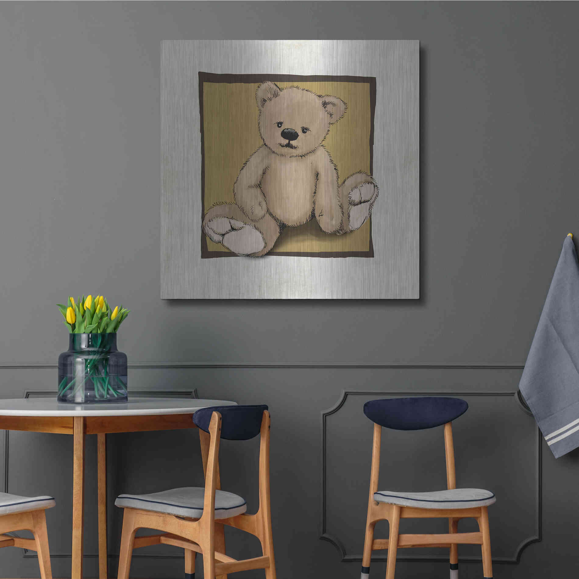 Luxe Metal Art 'Teddy Bear' by GraphINC, Metal Wall Art,36x36