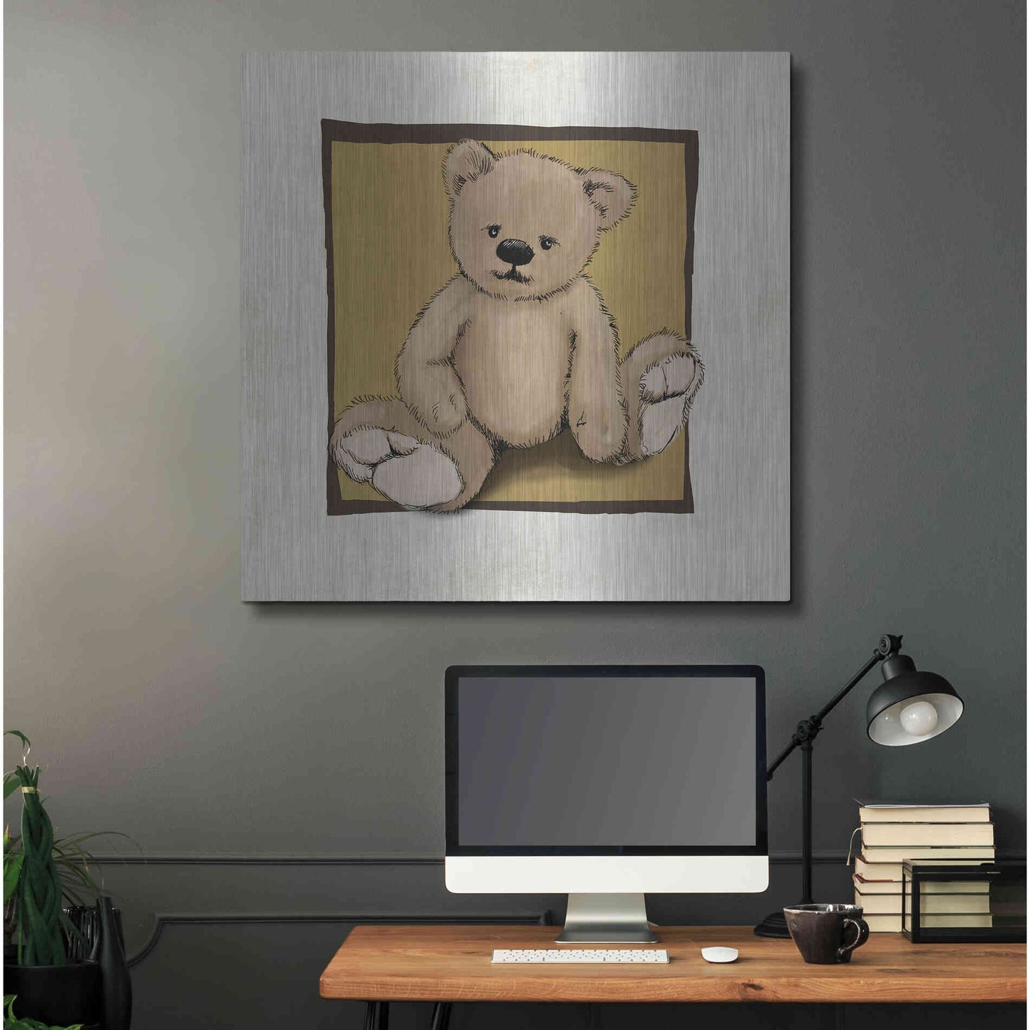 Luxe Metal Art 'Teddy Bear' by GraphINC, Metal Wall Art,36x36