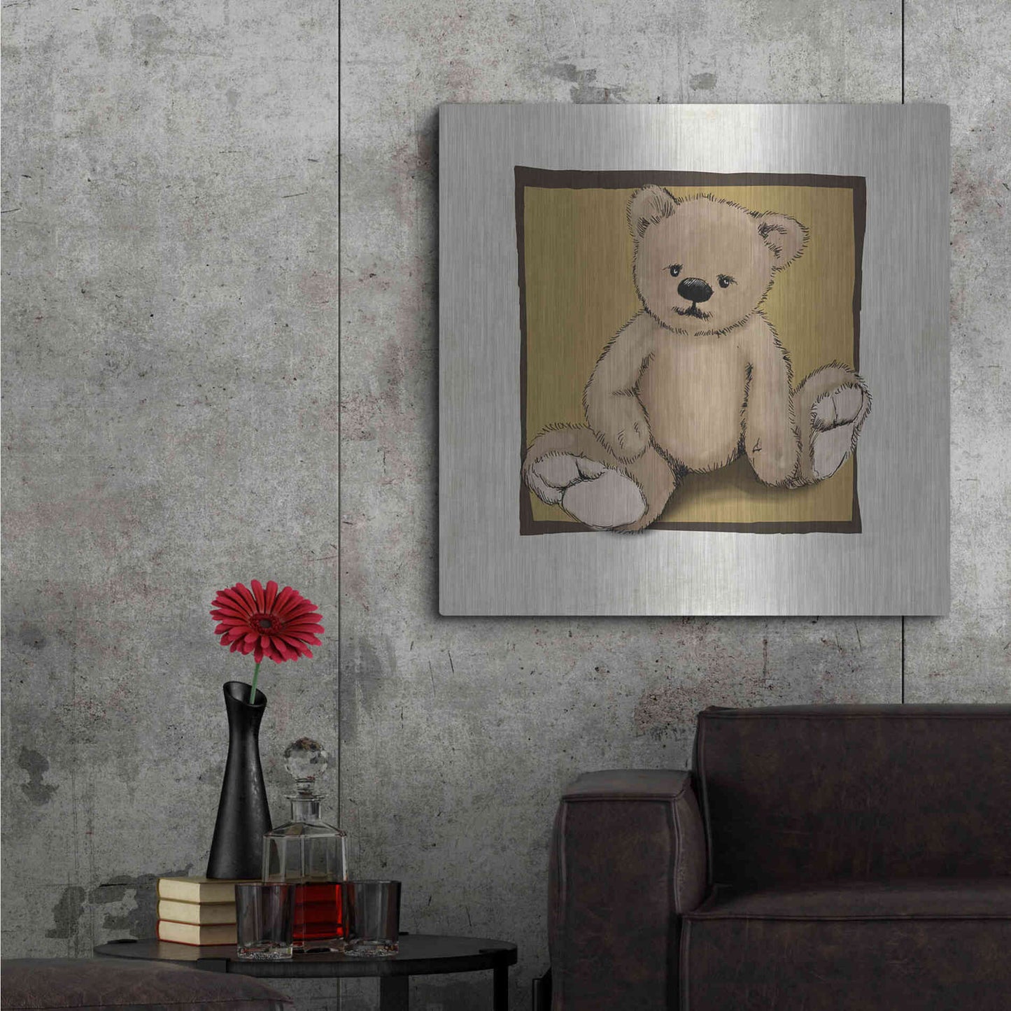 Luxe Metal Art 'Teddy Bear' by GraphINC, Metal Wall Art,36x36