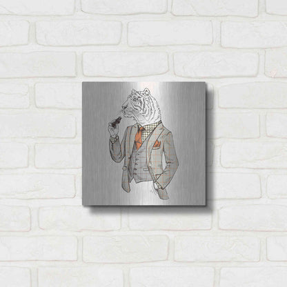 Luxe Metal Art 'Tiger-Man' by GraphINC, Metal Wall Art,12x12