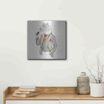Luxe Metal Art 'Tiger-Man' by GraphINC, Metal Wall Art,12x12