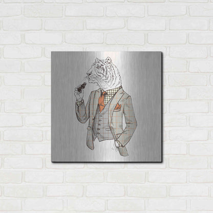 Luxe Metal Art 'Tiger-Man' by GraphINC, Metal Wall Art,24x24