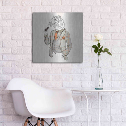 Luxe Metal Art 'Tiger-Man' by GraphINC, Metal Wall Art,24x24
