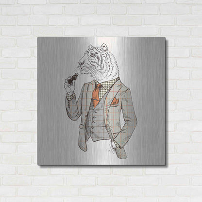 Luxe Metal Art 'Tiger-Man' by GraphINC, Metal Wall Art,36x36