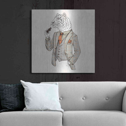 Luxe Metal Art 'Tiger-Man' by GraphINC, Metal Wall Art,36x36