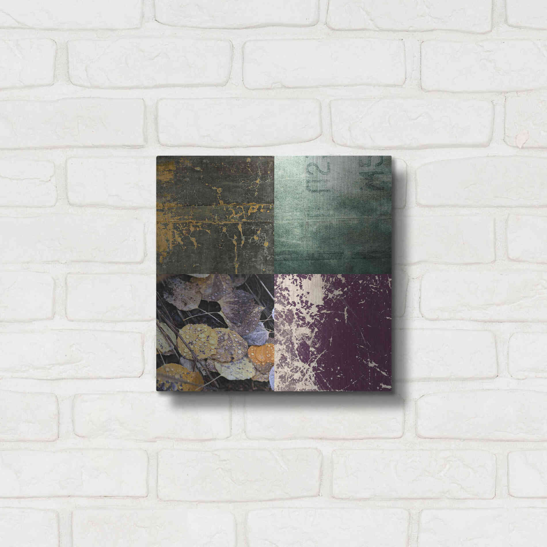 Luxe Metal Art 'Tiles Decor Green Notes' by GraphINC, Metal Wall Art,12x12