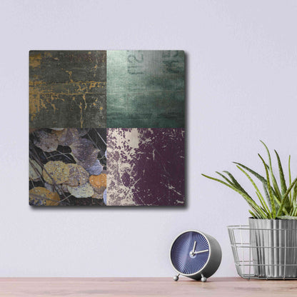 Luxe Metal Art 'Tiles Decor Green Notes' by GraphINC, Metal Wall Art,12x12