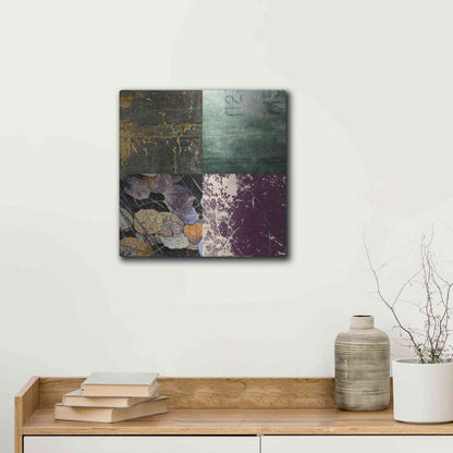Luxe Metal Art 'Tiles Decor Green Notes' by GraphINC, Metal Wall Art,12x12