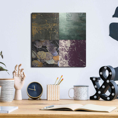 Luxe Metal Art 'Tiles Decor Green Notes' by GraphINC, Metal Wall Art,12x12