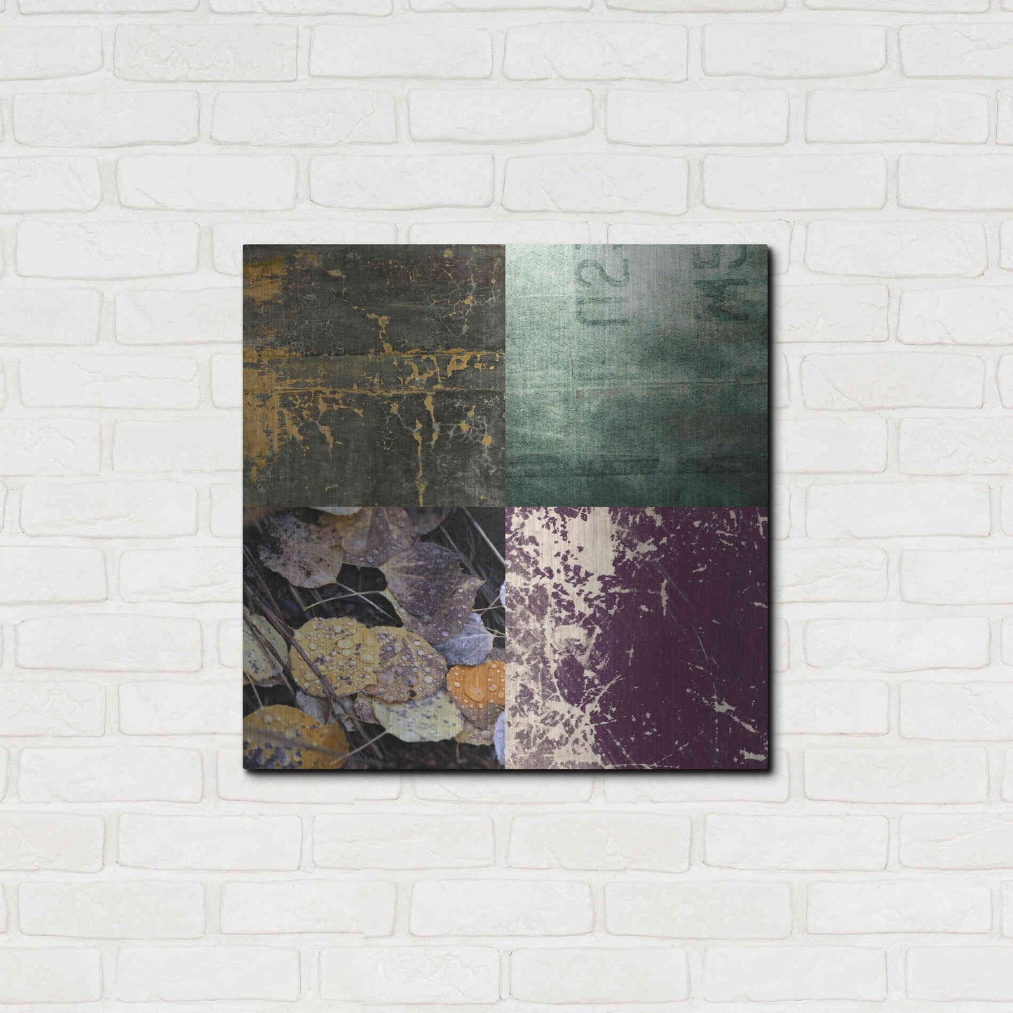 Luxe Metal Art 'Tiles Decor Green Notes' by GraphINC, Metal Wall Art,24x24