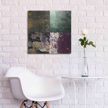 Luxe Metal Art 'Tiles Decor Green Notes' by GraphINC, Metal Wall Art,24x24