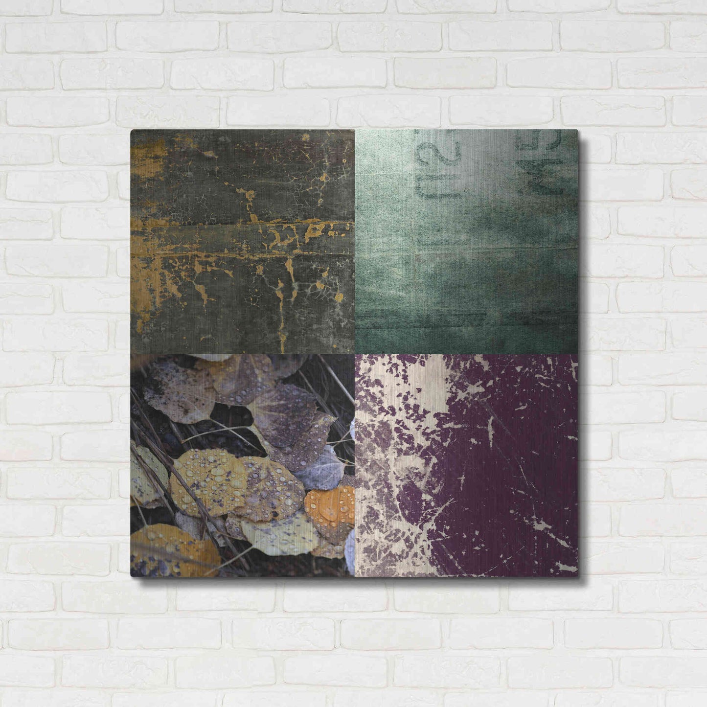 Luxe Metal Art 'Tiles Decor Green Notes' by GraphINC, Metal Wall Art,36x36
