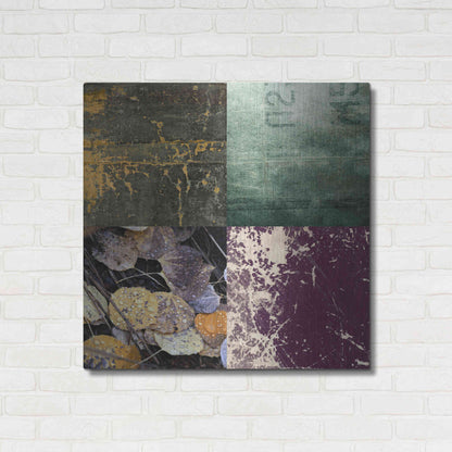 Luxe Metal Art 'Tiles Decor Green Notes' by GraphINC, Metal Wall Art,36x36