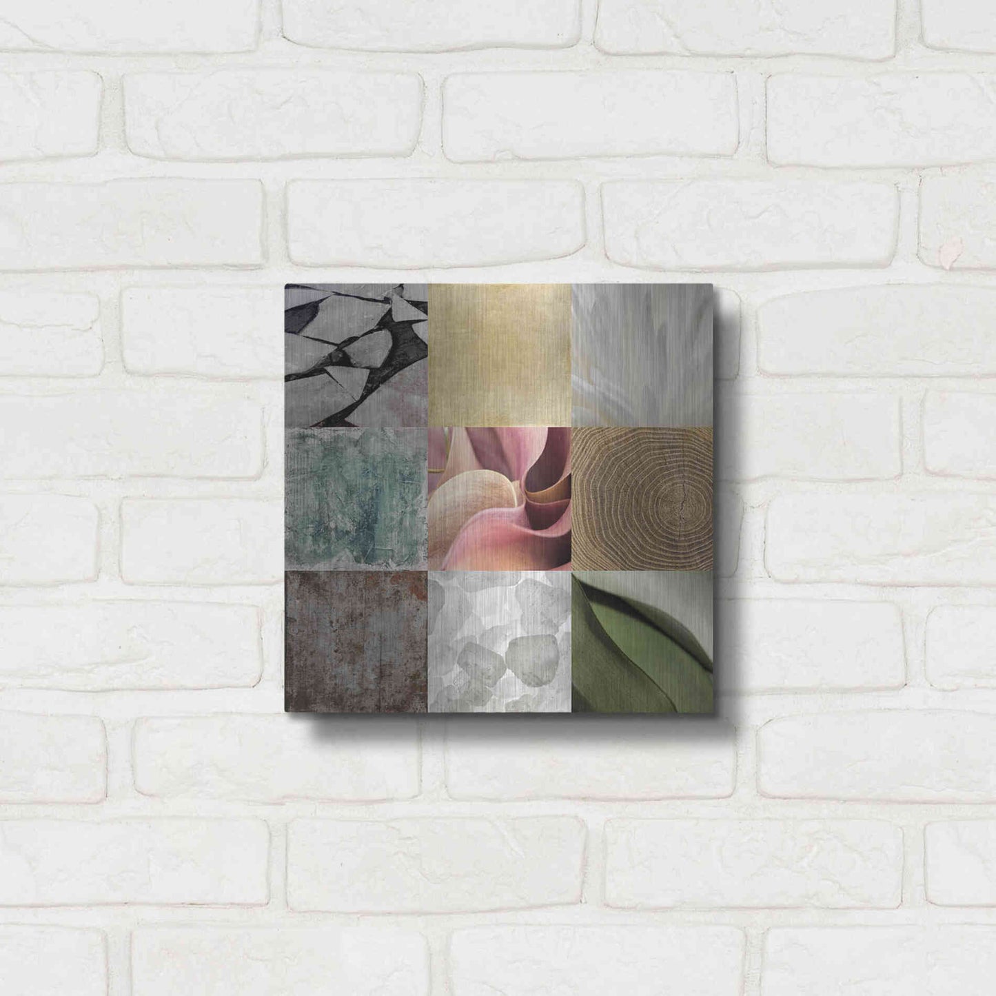 Luxe Metal Art 'Tiles Decor Ice White' by GraphINC, Metal Wall Art,12x12