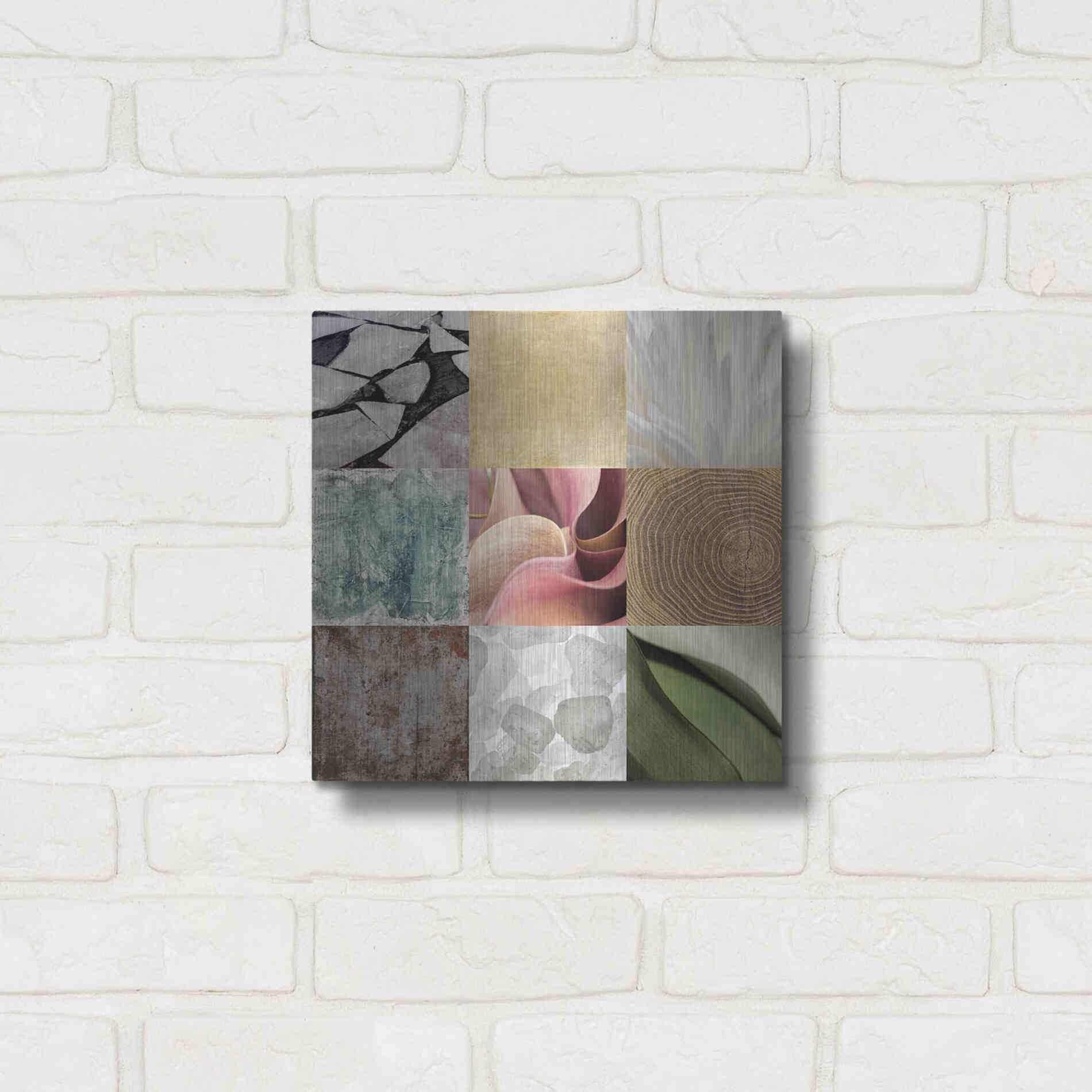 Luxe Metal Art 'Tiles Decor Ice White' by GraphINC, Metal Wall Art,12x12