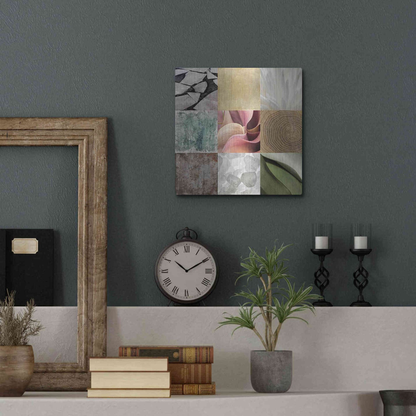 Luxe Metal Art 'Tiles Decor Ice White' by GraphINC, Metal Wall Art,12x12