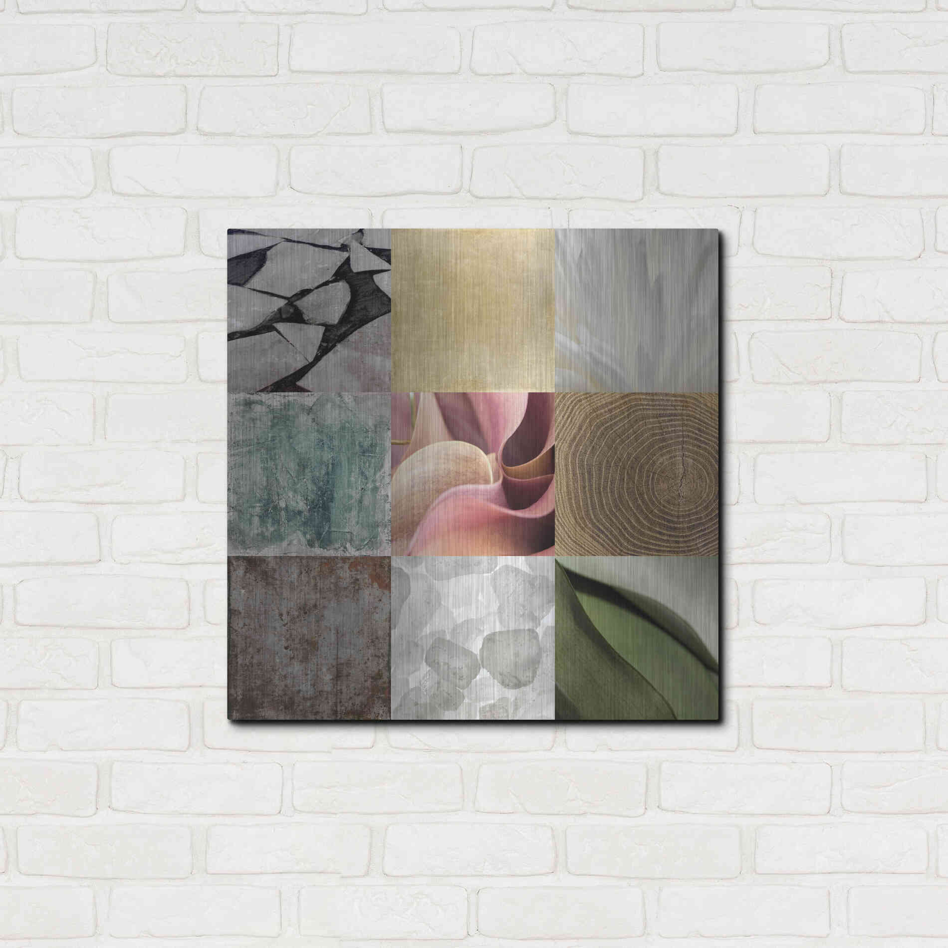 Luxe Metal Art 'Tiles Decor Ice White' by GraphINC, Metal Wall Art,24x24