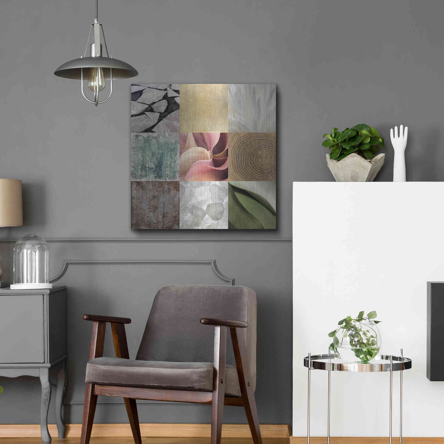 Luxe Metal Art 'Tiles Decor Ice White' by GraphINC, Metal Wall Art,24x24