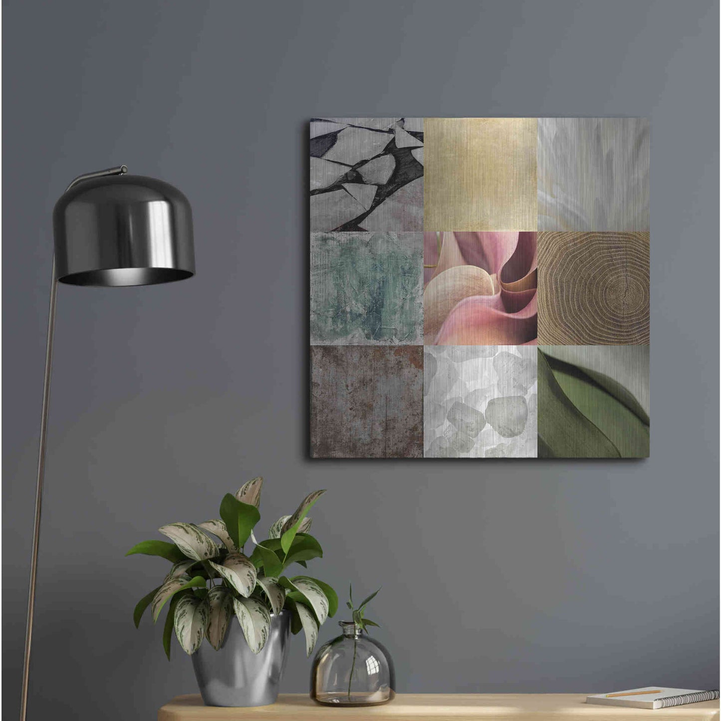 Luxe Metal Art 'Tiles Decor Ice White' by GraphINC, Metal Wall Art,24x24