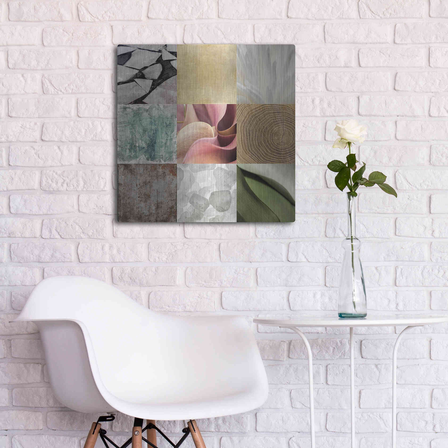 Luxe Metal Art 'Tiles Decor Ice White' by GraphINC, Metal Wall Art,24x24