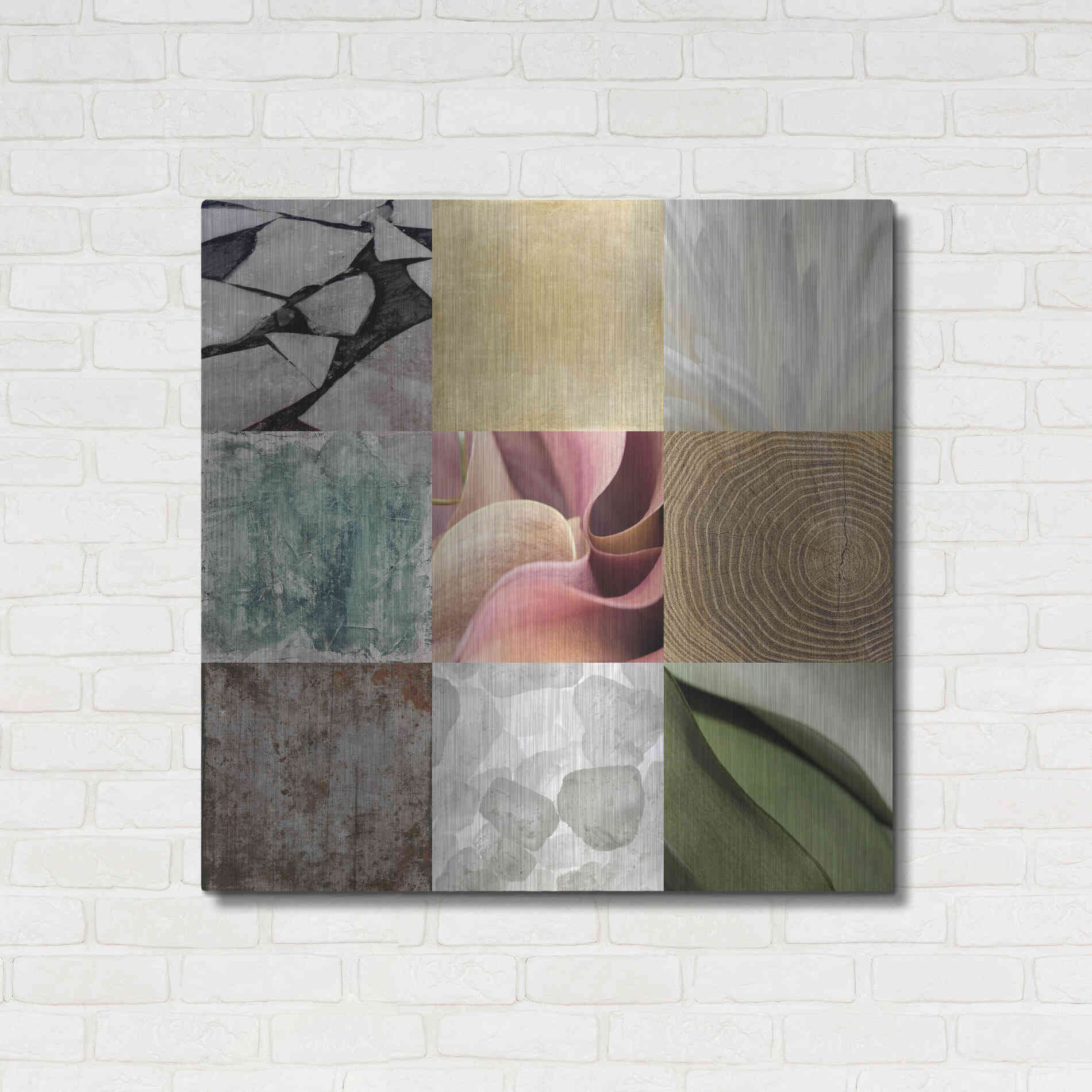 Luxe Metal Art 'Tiles Decor Ice White' by GraphINC, Metal Wall Art,36x36