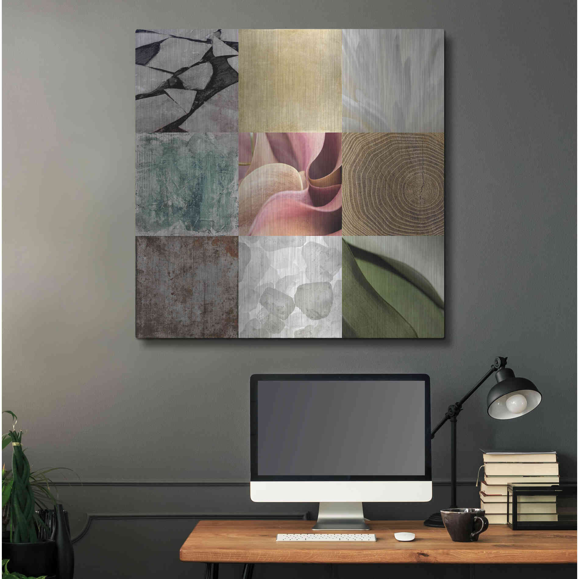 Luxe Metal Art 'Tiles Decor Ice White' by GraphINC, Metal Wall Art,36x36