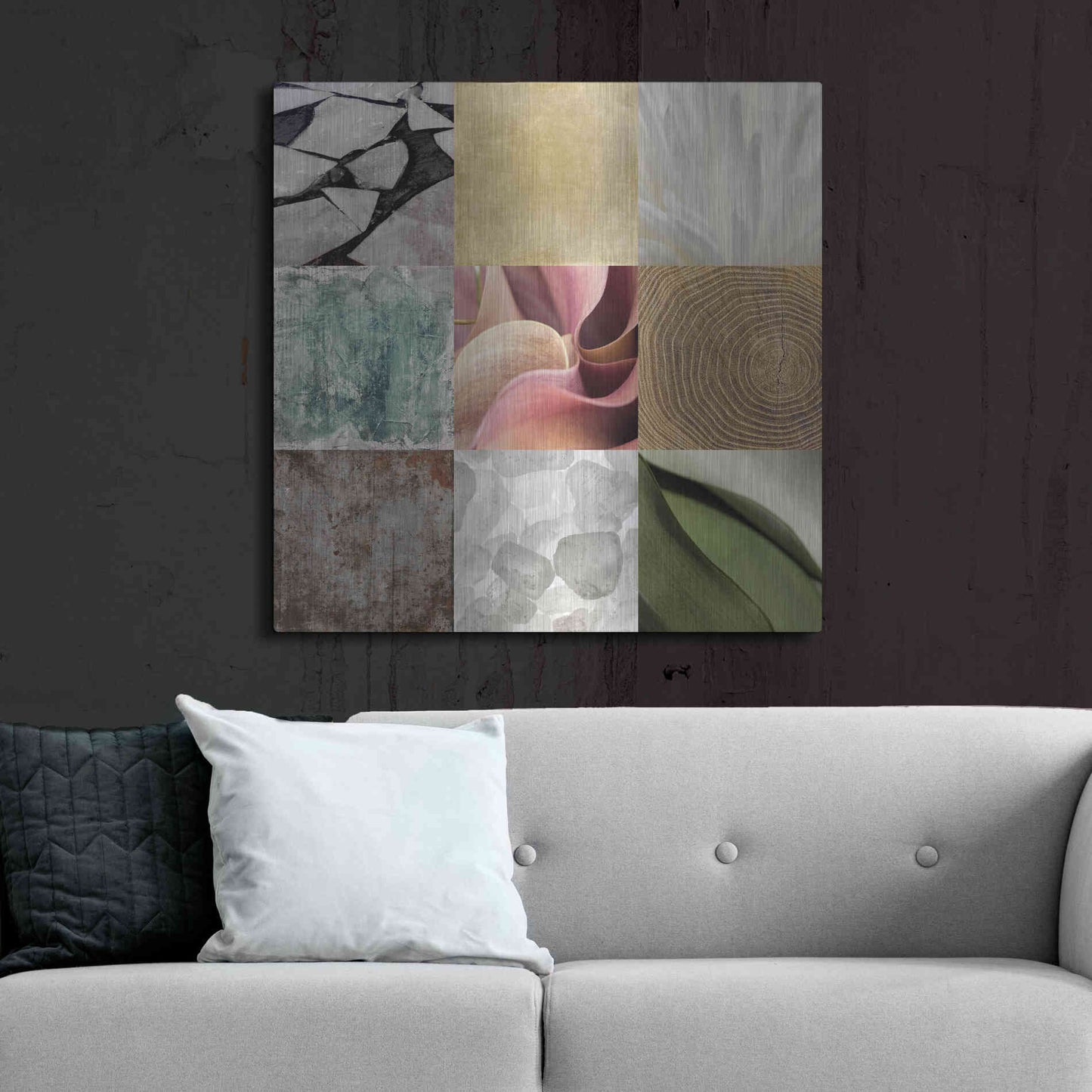 Luxe Metal Art 'Tiles Decor Ice White' by GraphINC, Metal Wall Art,36x36