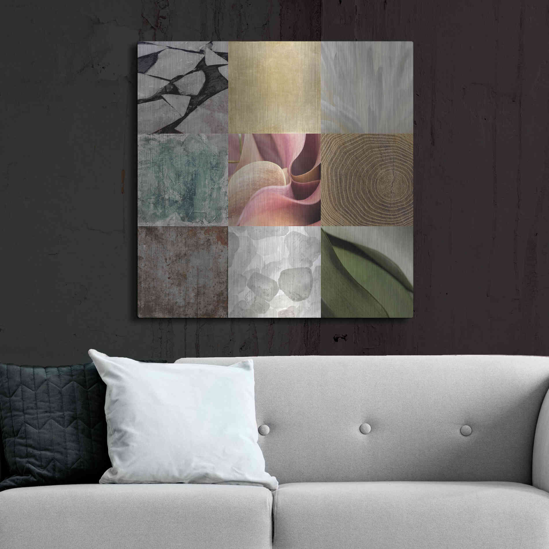 Luxe Metal Art 'Tiles Decor Ice White' by GraphINC, Metal Wall Art,36x36
