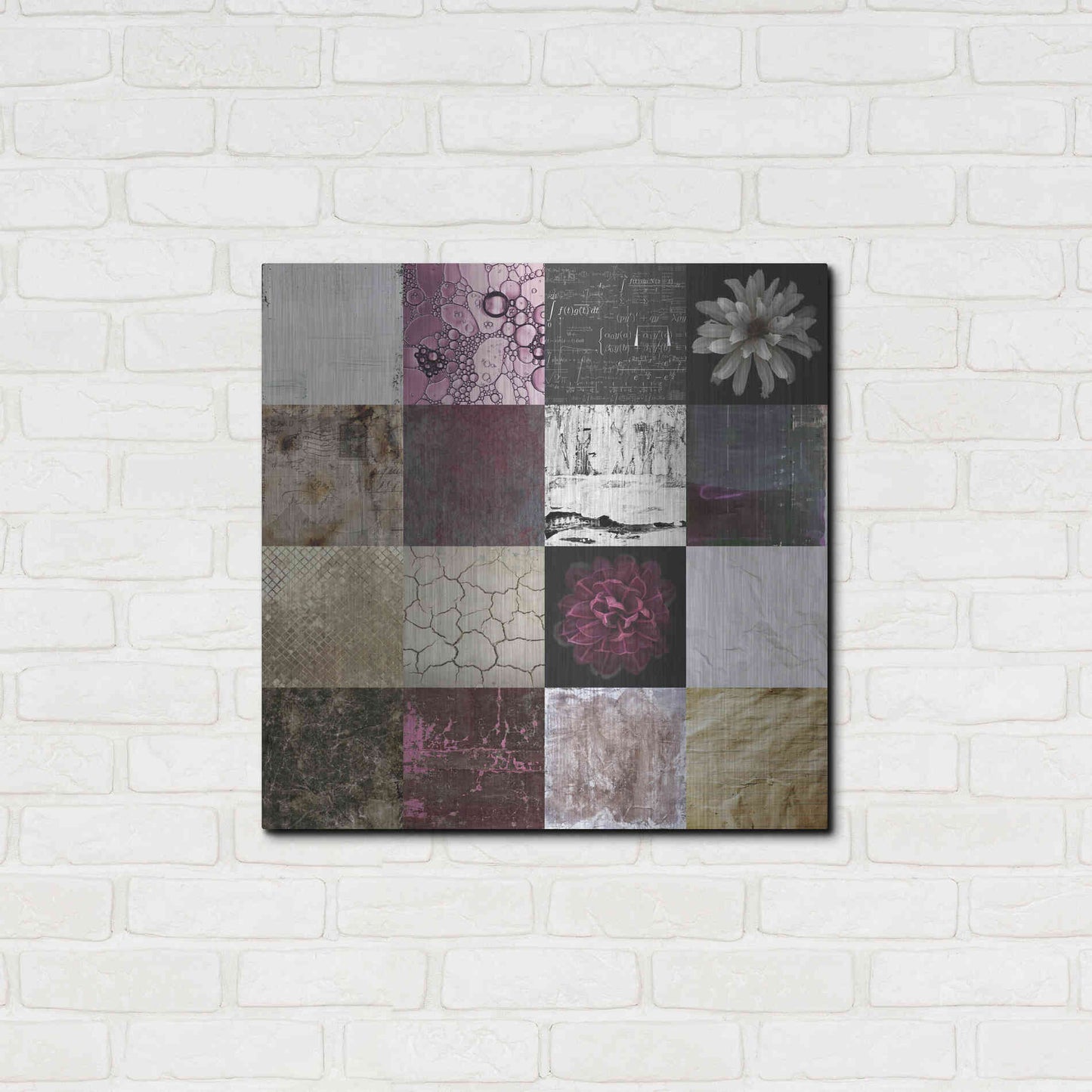 Luxe Metal Art 'Tiles Decor Purple Notes' by GraphINC, Metal Wall Art,24x24