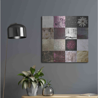 Luxe Metal Art 'Tiles Decor Purple Notes' by GraphINC, Metal Wall Art,24x24