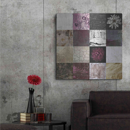 Luxe Metal Art 'Tiles Decor Purple Notes' by GraphINC, Metal Wall Art,36x36