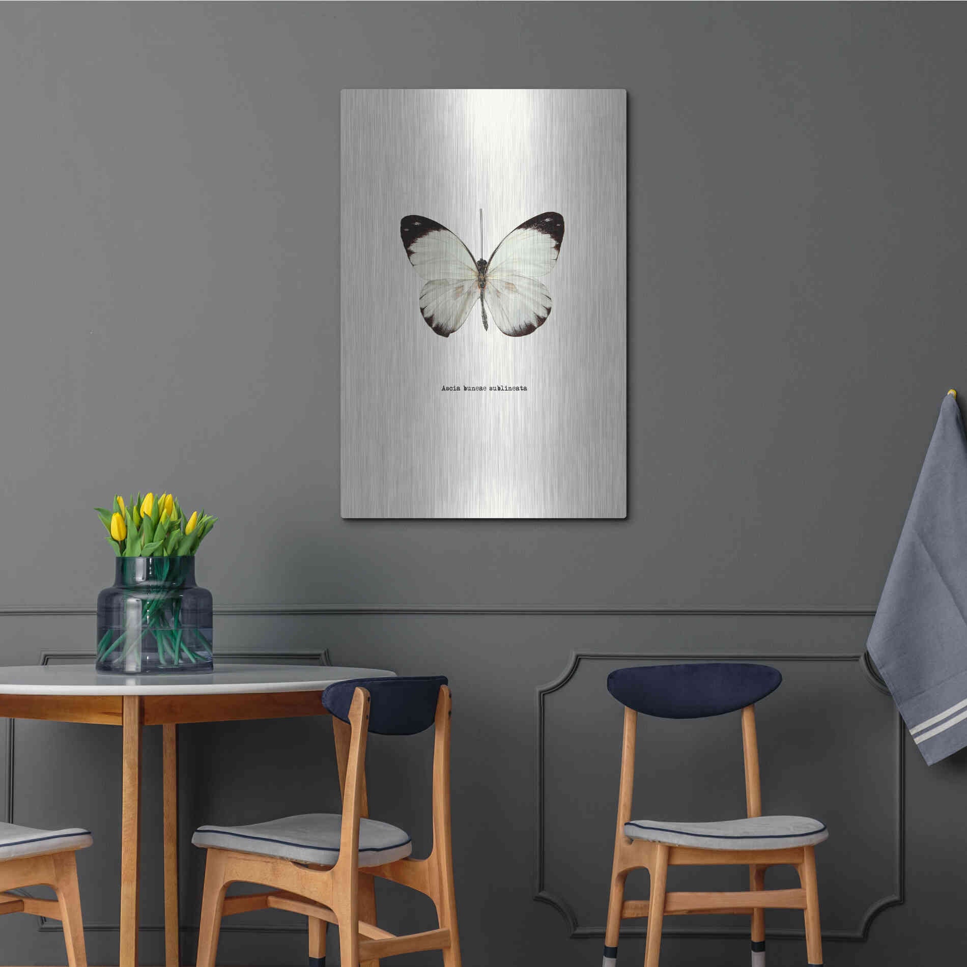 Luxe Metal Art 'White Butterfly' by GraphINC, Metal Wall Art,24x36