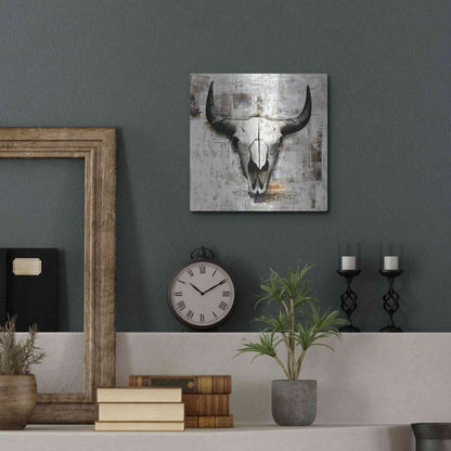 Luxe Metal Art 'White Cowskull' by GraphINC, Metal Wall Art,12x12